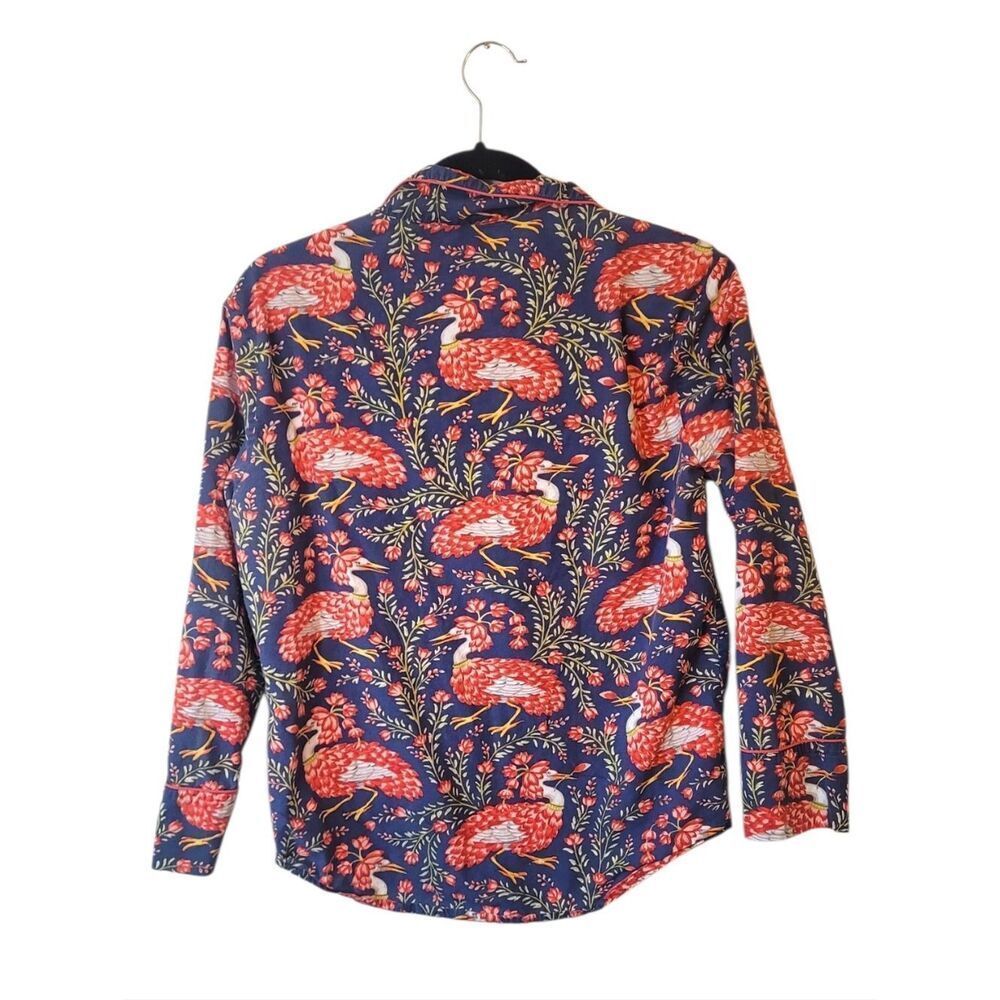 Printfresh Navy Floral & Bird Button-Up Pajama Top Size XS - Picture 2 of 6